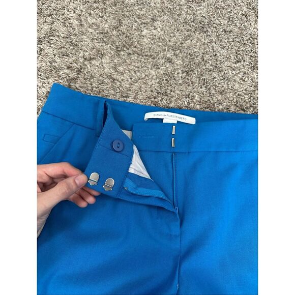 Diane Von Furstenberg Blue Gian Wool Blend Slim Skinny Trouser Pant Zip Ankles 6 - Picture 6 of 14